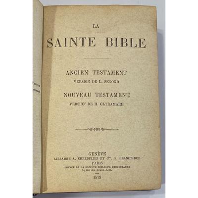 Antique La Sainte Bible By Louis Segond & Hugues Oltramare 1879 hardcover