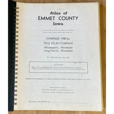 Vintage Atlas of Emmet County Iowa By Title Atlas Company 1980 softcover