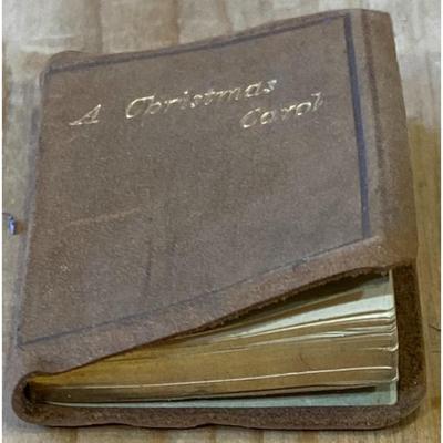 Antique Mini Christmas Carol By Charles Dickens 1904 2.25" x 1.5" Leather Cover