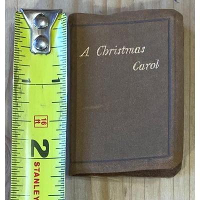 Antique Mini Christmas Carol By Charles Dickens 1904 2.25" x 1.5" Leather Cover