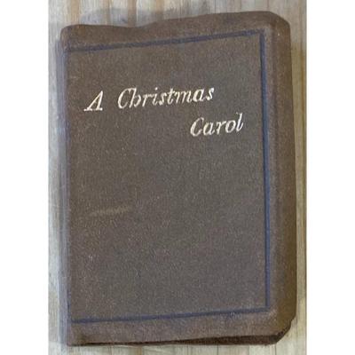 Antique Mini Christmas Carol By Charles Dickens 1904 2.25" x 1.5" Leather Cover