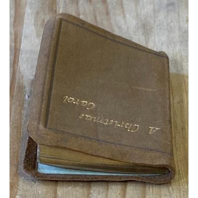 Antique Mini Christmas Carol By Charles Dickens 1904 2.25" x 1.5" Leather Cover