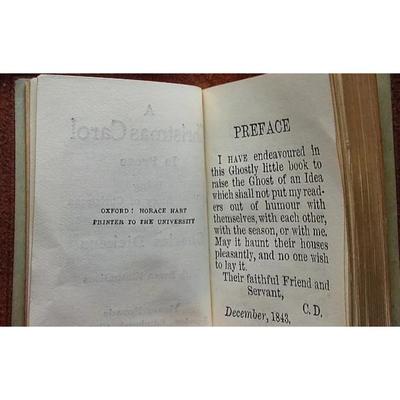 Antique Mini Christmas Carol By Charles Dickens 1904 2.25" x 1.5" Leather Cover