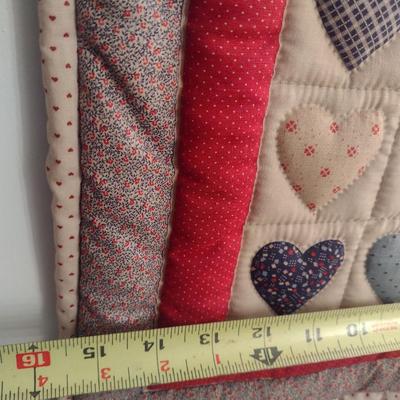 Pair of Hand Cut and Sewn Quilted Wall Decor with Heart Theme Design