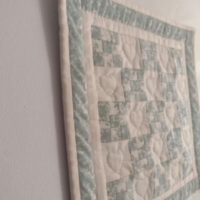 Pair of Hand Cut and Sewn Quilted Wall Decor with Heart Theme Design