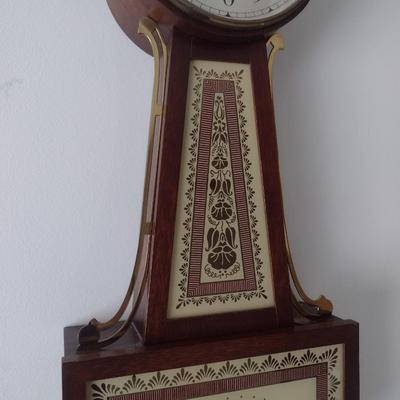 Antique Seth Thomas Banjo Wall Clock with Mahogany Case Key-Wind and Pendulum