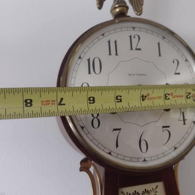 Antique Seth Thomas Banjo Wall Clock with Mahogany Case Key-Wind and Pendulum