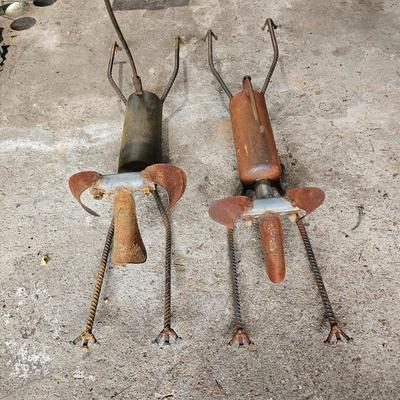 Two Metal Dog Yard Art Sculptures (G-JS)