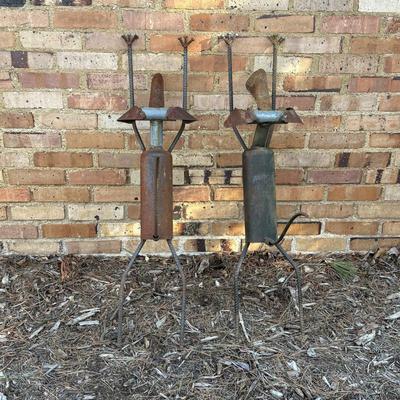 Two Metal Dog Yard Art Sculptures (G-JS)