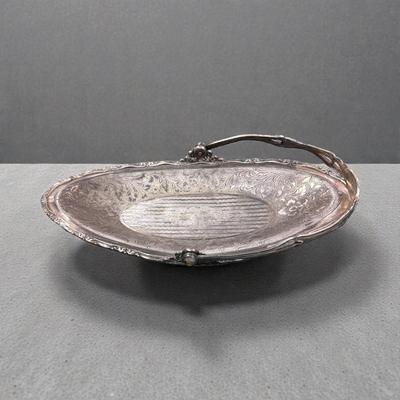 Antique Silver Plated Bride's Basket or Oval Relish Tray