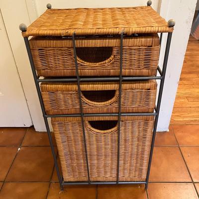 Three Drawer Wicker and Metal Storage Tower and More (K-BC)