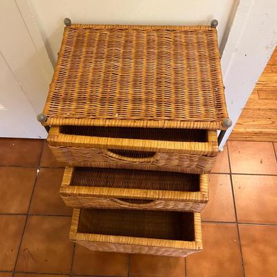 Three Drawer Wicker and Metal Storage Tower and More (K-BC)