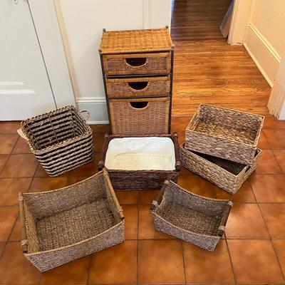 Three Drawer Wicker and Metal Storage Tower and More (K-BC)