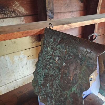 Copper & Wood Dog Theme Birdhouse w/Pole (G-JS)