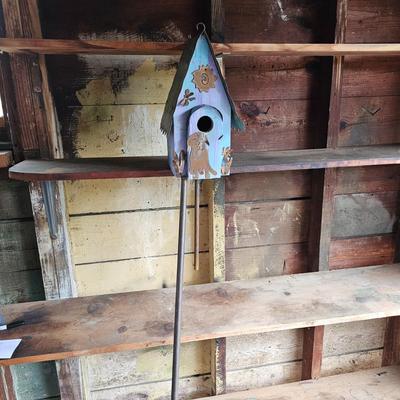 Copper & Wood Dog Theme Birdhouse w/Pole (G-JS)