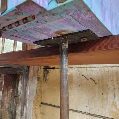 Copper & Wood Dog Theme Birdhouse w/Pole (G-JS)