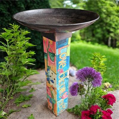 Love Garden Art Pole Birdbath (G-JS)