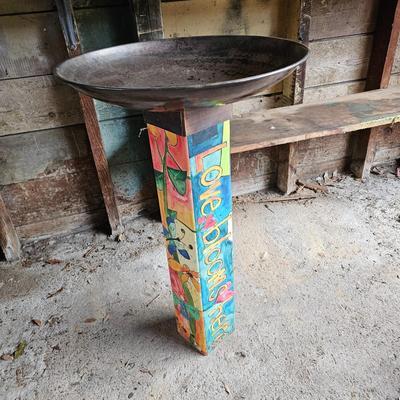 Love Garden Art Pole Birdbath (G-JS)