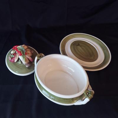 Arnart/Capodimonte Garden Harvest Soup Tureen w/ Lemon Lime Canisters (P-BBL)