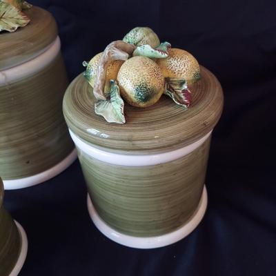 Arnart/Capodimonte Garden Harvest Soup Tureen w/ Lemon Lime Canisters (P-BBL)