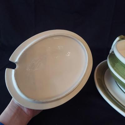 Arnart/Capodimonte Garden Harvest Soup Tureen w/ Lemon Lime Canisters (P-BBL)