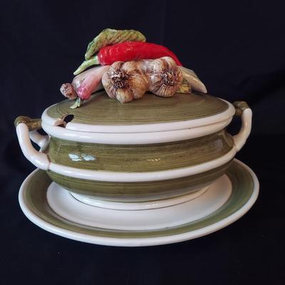 Arnart/Capodimonte Garden Harvest Soup Tureen w/ Lemon Lime Canisters (P-BBL)