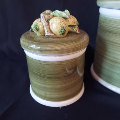 Arnart/Capodimonte Garden Harvest Soup Tureen w/ Lemon Lime Canisters (P-BBL)