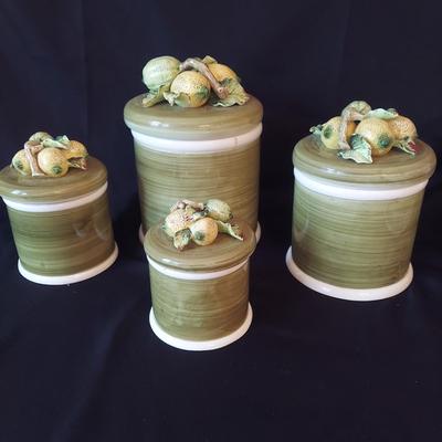 Arnart/Capodimonte Garden Harvest Soup Tureen w/ Lemon Lime Canisters (P-BBL)