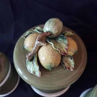 Arnart/Capodimonte Garden Harvest Soup Tureen w/ Lemon Lime Canisters (P-BBL)