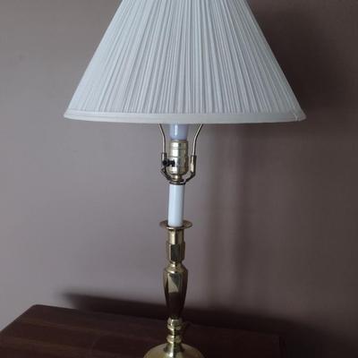 Brass Candlestick Post Table Lamp with Shade