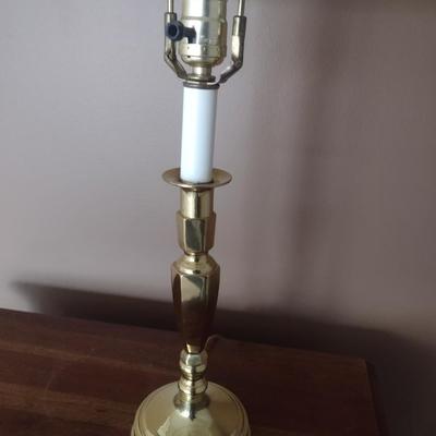 Brass Candlestick Post Table Lamp with Shade
