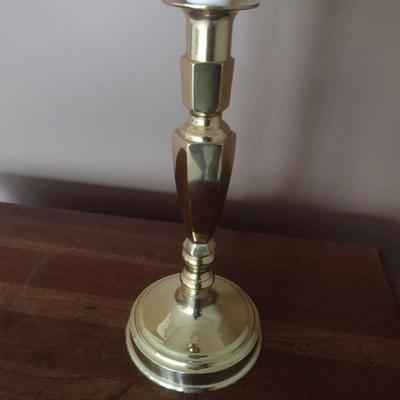 Brass Candlestick Post Table Lamp with Shade
