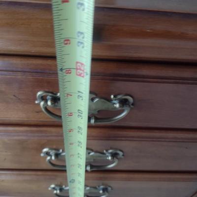 Thomasville Cherry Finish 9 Drawer Stretch Dresser with Sweater Drawers and Mirror