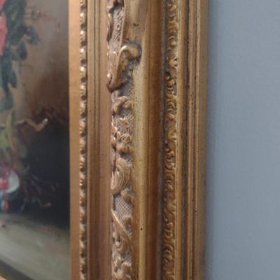 Original Oil on Canvas Still Life Floral Arrangement in Gilt Frame