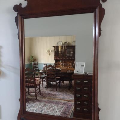 Vintage Mahogany Wood Framed Chippendale Design Wall Mirror
