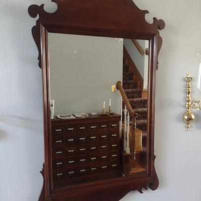 Vintage Mahogany Wood Framed Chippendale Design Wall Mirror