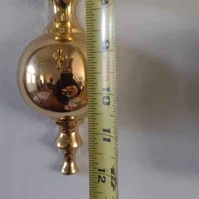 Pair of Matching Brass Single Arm Candelabra Wall Sconces with Clear Glass Shades