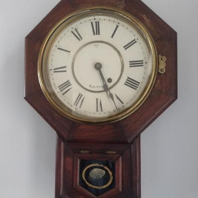 Antique Seth Thomas Regulator Style Wall Clock Pendulum and Key-Wind