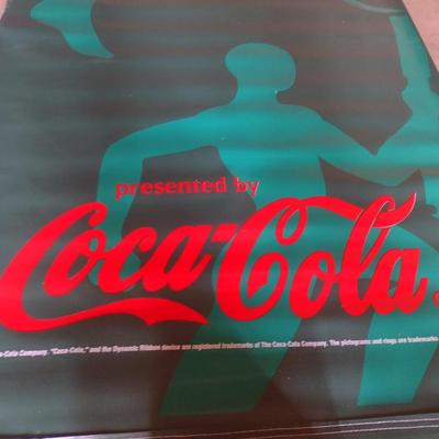 1996 Olympic Torch Relay Double Sided Outdoor Advertising Banner Asheville, NC Coca-Cola Sponsorship