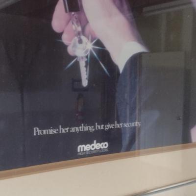 Vintage Medeco Door Lock Advertising Poster Framed