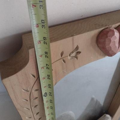 Folk Art Swan and Heart Wood Framed Mirror by Raintree Carvings Lancaster, PA