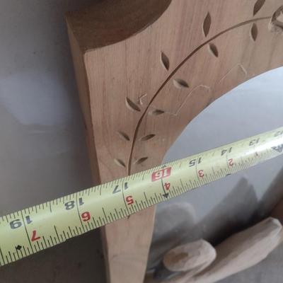 Folk Art Swan and Heart Wood Framed Mirror by Raintree Carvings Lancaster, PA