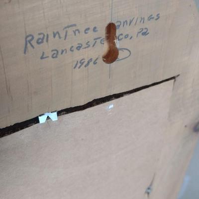 Folk Art Swan and Heart Wood Framed Mirror by Raintree Carvings Lancaster, PA