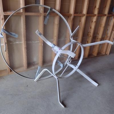 Round Metal Patio Table with Glass Top