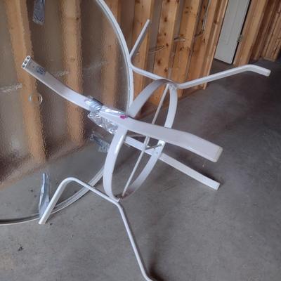 Round Metal Patio Table with Glass Top