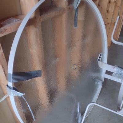 Round Metal Patio Table with Glass Top