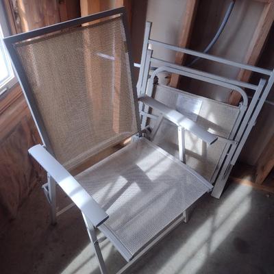 Pair of Matching Metal Frame Folding Patio Chairs