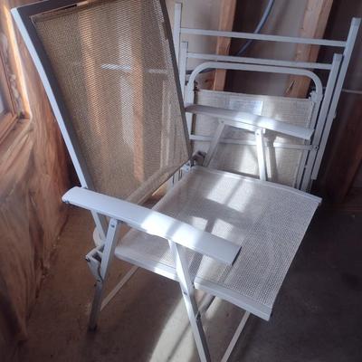 Pair of Matching Metal Frame Folding Patio Chairs