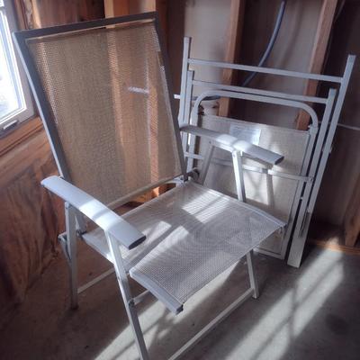 Pair of Matching Metal Frame Folding Patio Chairs