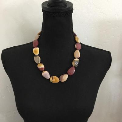 925 sterling clasps beautiful vintage, polished stone statement, necklace